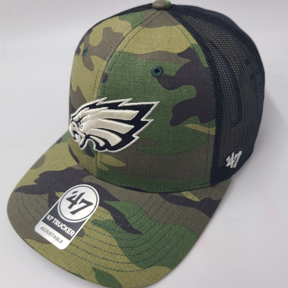 Philadelphia Eagles Hat Adjustable Trucker Mesh 47 Brand Camo Green Black NFL